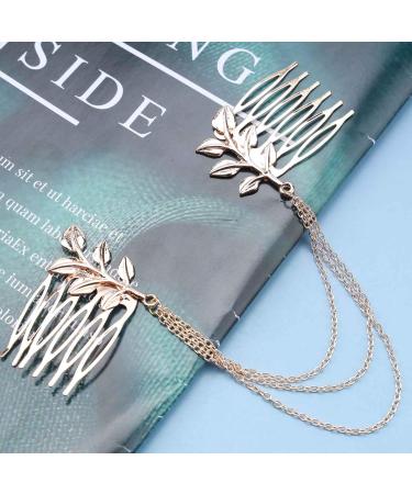 Inilbran Boho Leaf Chain Comb Gold Chain Tassel Hair Comb Barrette Olive Branch Side Comb Headpiece Vintage Leaf Hairpiece Comb Multilayer Tassel Chain Leaf Hair Clip for Women and Girls - Buy Online on GoSupps.com