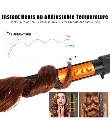 Lanboo 5 in 1 Curling Iron Set with Interchangeable Ceramic Barrels and Protective Glove - Fast Heating Hair Curler Kit for Loose Curls - Buy Online on GoSupps.com