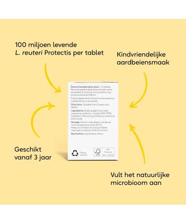 BioGaia Protectis Kids Tablets 30 Chewable Probiotics with 100 Million Live L Reuteri Supports Gut Health and Digestion in Children Strawberry Flavor - Buy Online on GoSupps.com