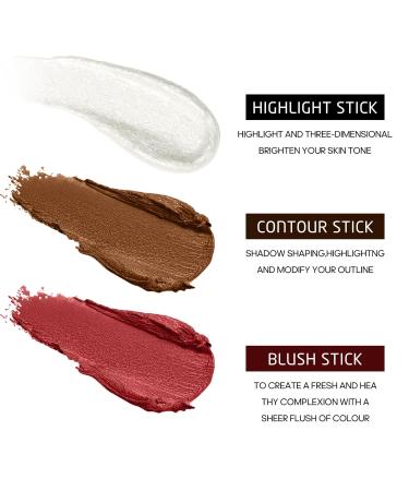 Contour Stick Makeup Set - Highlighter Blush & Bronzer for Effortless Face Sculpting | Lightweight Finish & Easy Use for Beginners - International Shipping Available - Buy Online on GoSupps.com