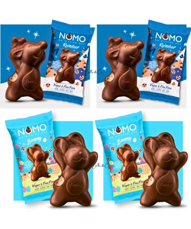 2x NOMO Cookie Dough Reindeer & 2x NOMO Cookie Dough Bunny Easter Chocolate | Chocolate Easter 2023 | Free From Dairy Gluten Eggs & Nuts | Chocolate Gifts