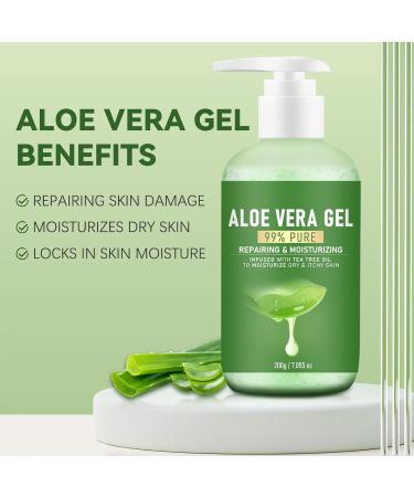 99% Pure Aloe Vera Gel for Face & Body Aloe Vera Gel Body Moisturizer Cream Deeply Hydrates and Moisturizes Dry Skin and Soothes Sunburns Suitable for All Skin Types 7.055Fl Oz - Buy Online on GoSupps.com