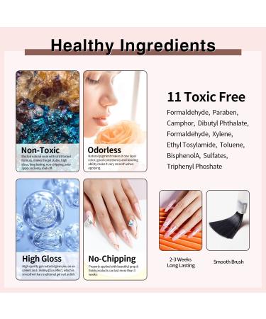 LanFo 12 Colors Gel Nail Polish Set with Base Coat and Top Coat - Nude Brown & Pink Glitter Gel Polish for DIY Nail Art - UV LED Soak Off Formula - Buy Online on GoSupps.com