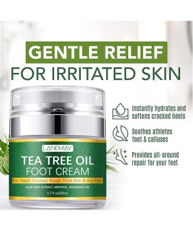 Tea Tree Oil Foot Cream Foot Balm for Cracked Dry Feet Athletes Foot Nail Fungus Hydrates and Moisturizes Callused Feet - Heel Cream All Natural Foot Cream Hand Cream - Helps Soothe Irritated Skin - Buy Online on GoSupps.com