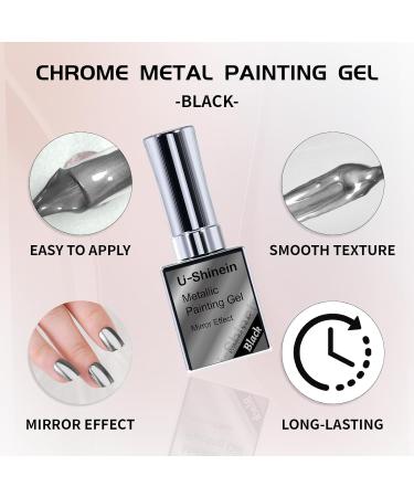 U-Shinein Metallic Painting Gel Kit - Black Grey Nail Art UV Gel - Buy Online on GoSupps.com