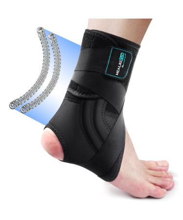 Ankle Brace for Women Men Adjustable Ankle Support Brace for Sprained Ankle Injury Recovery with Detachable Metal Springs Support Ankle Stabilizer for Running Basketball Volleyball Medium