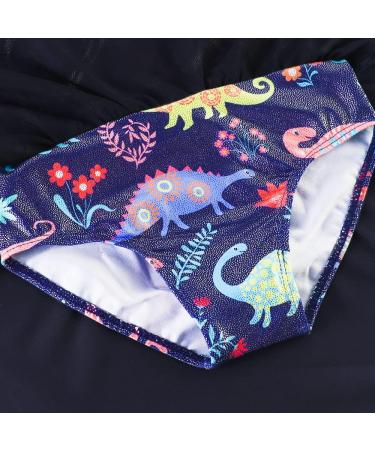 Girls Long Sleeve Skirted Leotard for Gymnastics & Dance | Unicorn Mermaid Rainbow Skirt | Size 4-5T | Blue Dinosaur - Buy Online on GoSupps.com