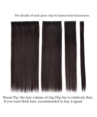 Double Weft Remy Human Hair Clip In Extensions 12 Inch #1B Natural Black - 70g 7pcs Silky Straight - Pack of 7 - Shop Now! - Buy Online on GoSupps.com