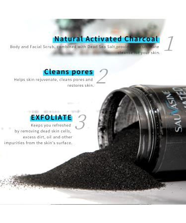 Activated Charcoal Scrub - Exfoliating Body Polish with Collagen & Stem Cell | Best Skin Exfoliant for Men & Women | 150g - Buy Online on GoSupps.com