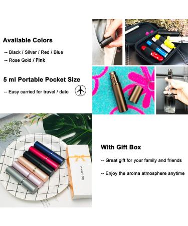 Yeejok Portable Refillable Perfume Atomizer Spray Pump - 5ml Travel Size Bottle for Men and Women, Black - Buy Online on GoSupps.com