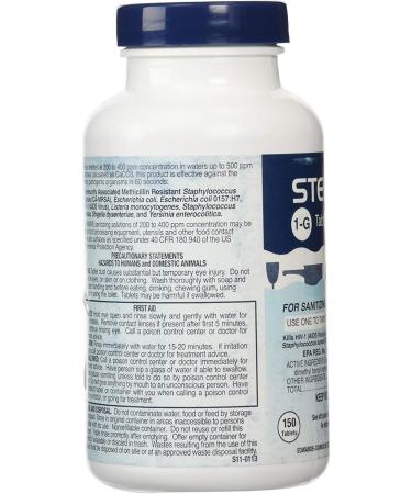 Steramine Sanitizing Tablets for Food Contact Surfaces - Kills E-Coli, HIV, Listeria - 150 Tablets - Model 1-G - Blue - Pack of 1 Bottle - Buy Online on GoSupps.com