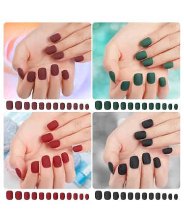 144 Pcs Matte Fake Nails Set - Short French Full Cover Press-On Nail Tips for Women | Adhesive Tabs & Nail File Included - Buy Online on GoSupps.com