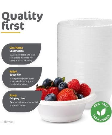 GOURMEX 5oz Plastic Plates Disposable | Clear Party Plates Bulk Disposable Plates | Microwaveable Food Safe BPA Free Disposable Plates (5oz) - Buy Online on GoSupps.com