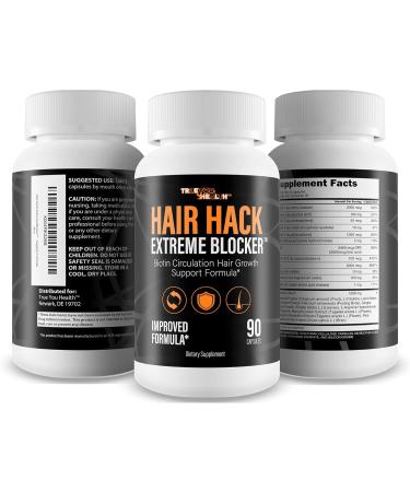 Hair Hack Extreme Blocker - Our Best Hair Growth Supplement - Natural Hair Regrowth Hair Vitamins for Thicker Hair Growth - Vitamin B7 Biotin and Folic Acid - Vitamin D3 Hair Growth Vitamins - Buy Online on GoSupps.com