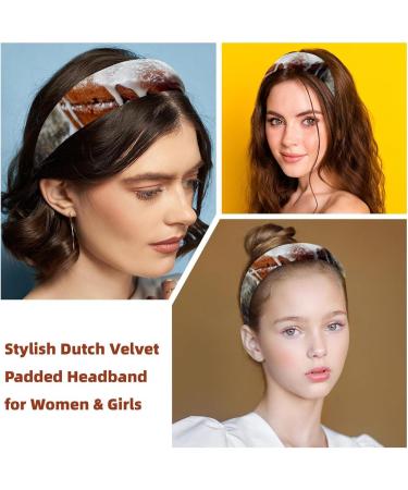 Headbands Women Hair Head Bands 2 Pieces Wide Top Turban Velvet Hair Bands Elastic Headband Daisy with Cake on Wood Background Fashion Head Wrap 2 Size Multi-colored 4 - Buy Online on GoSupps.com