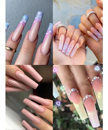 500Pcs XXL Extra Long Clear Square False Nails Set - Ballerina Shaped Professional Half Cover Press on Nails Extension Kit - DIY Nail Art Assortment - Buy Online on GoSupps.com