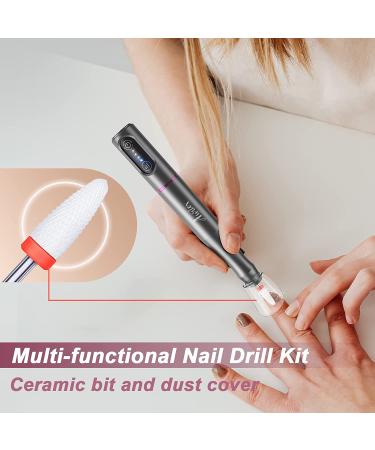 Auriox Cordless Nail Drill | Rechargeable Electric Filer Machine with Ceramic Bit | 2 Rotations for Acrylic, Polish, Gel Nails (Gray) - Buy Online on GoSupps.com
