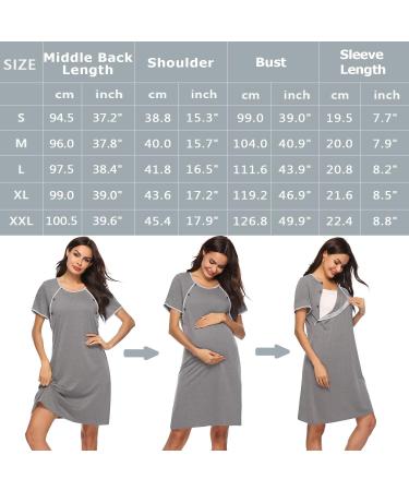 Sykooria Women's Maternity Nightdress Breastfeeding Nightwear - Short Sleeve Nursing Nightgown in Stripe Dark Blue XL - Buy Online on GoSupps.com