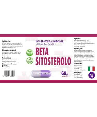 Beta Sitosterol 400mg - 120 Vegan Capsules | High Dose & Laboratory Tested Supplement for Heart Health - Buy Online on GoSupps.com