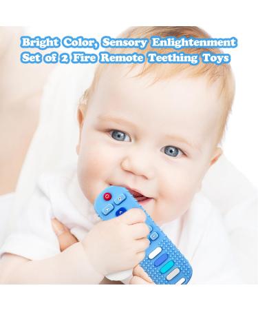 ERSIHUA 2-Pack Silicone Baby Teething Toys - TV Remote Teethers for 6-12-18 Months Infants - Fire Remote Shape Toddlers Silicone Teether - Sensory Toy for Boys and Girls (Black+Blue) - Buy Online on GoSupps.com