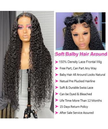 26 Inch Deep Wave Brazilian Human Hair Lace Front Wig - Pre Plucked, Natural Hairline, 13x4 Frontal - Pack of 1 - Buy Online on GoSupps.com