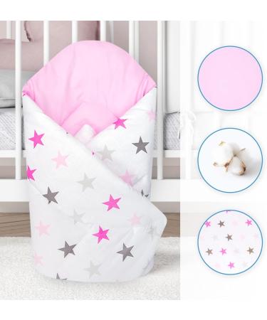 Baby Swaddle Wrap Blanket | Newborn Cotton Swaddling Sleeping Bag 0-3 Months (Pink Stars) - Buy Online on GoSupps.com