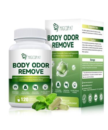 Chlorophyll Body Deodorizing Supplement with 10 Billion CFU Probiotic Vitamin C & E Parsley Peppermint Green Tea Prebiotics Chlorophyll Capsules Supports Breath & Whole-Body Freshness 120 Caps
