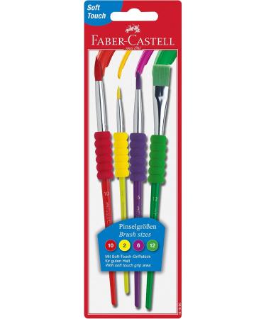 Faber-Castell 481600 Brush Set - 4-Piece Soft Grip Brushes for Artists | International Shipping Available - Buy Online on GoSupps.com