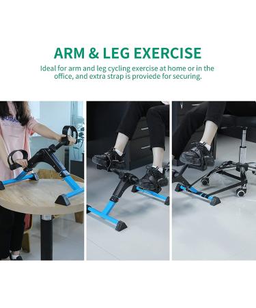 VIVIJASON Pedal Exerciser - Folding Portable Mini Exercise Bike for Arm/Leg Workout - Adjustable Fitness Equipment for Seniors - LCD Display - Blue - Buy Online on GoSupps.com