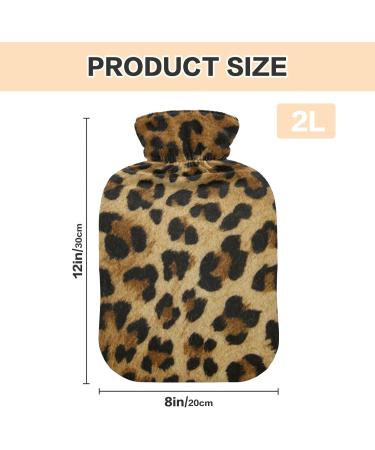 Leopard Hot Water Bottle with Cover - 2L for Pain Relief | Warm Water Bag for Women Girls & Kids - Buy Online on GoSupps.com