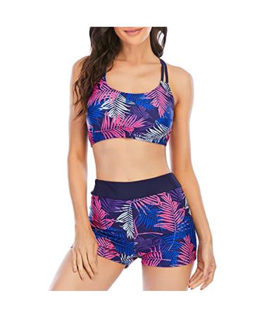 Swim Suits Women Sale Clearance Two Pieces Swimsuits Tribal Tankini Tank Tops with Skirted Bottom Bathing Suits Ruched Tummy Control Vintage Retro Swimwear Swimming Wear 2759-xdgde-purple#4 XL