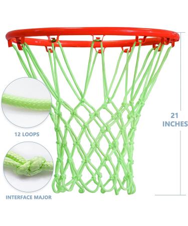 Mr. Warm Basketball Net Outdoor 2023 Upgrade Glow in The Dark | All Weather Anti Whip Nightlight Luminous | 12 Loop Fluorescent Green Replacement - Buy Online on GoSupps.com