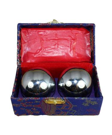 Baoding balls Chinese health massage balls with case stress relief meditation massage handball (silver diameter 4.3 cm color random) 2 pieces blue green red silver