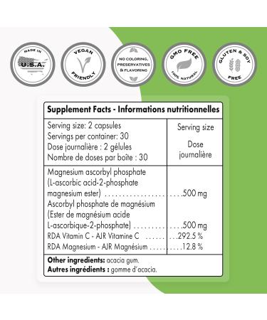 Supersmart Asc2P 500mg/day - Anti-Aging & Antioxidant Vitamin C Supplement - Non-GMO, Gluten Free - 60 Veg Caps - Buy Online on GoSupps.com