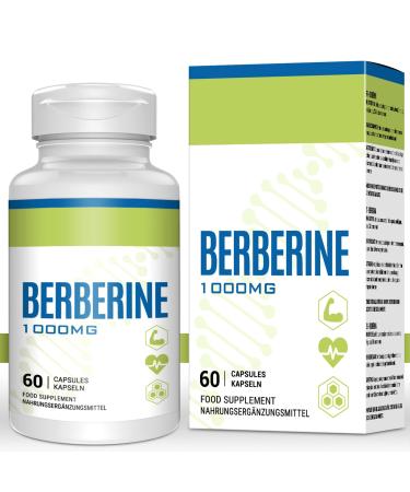 High doses Berberine HCL 1000mg - natural Berberine + Milk Thistle extract complex antioxidants for heart and circulation heart and liver - 60 vegan capsules 60 pieces (1 Pack)