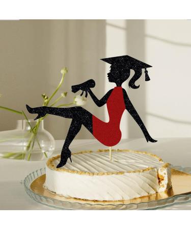 Glitter Graduation 2024 Cake Topper High Heel Girl Graduation Cake Pick for 2024 High School/College/Senior Graduation Party Glitter Decorations Red - Buy Online on GoSupps.com