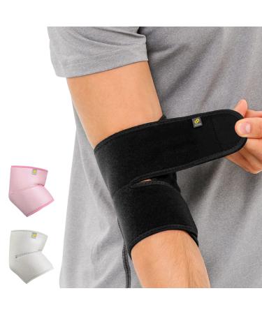 Bracoo Elbow Brace, Reversible Neoprene Support Wrap for Joint, Arthritis Pain Relief, Tendonitis, Sports Injury Recovery, ES10, 1 Count (Black)