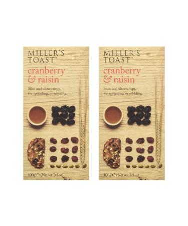 Artisan Miller's Toast Cranberry & Grape Biscuits 100g Pack of 2