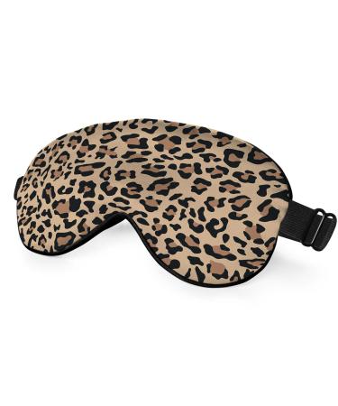 Leopard Print Sleep Mask Eye Mask Animal Skin Brown Sleep Mask Light Blocking Adjustable Smooth Soft Eye Masks for Women Deep Rest Travel