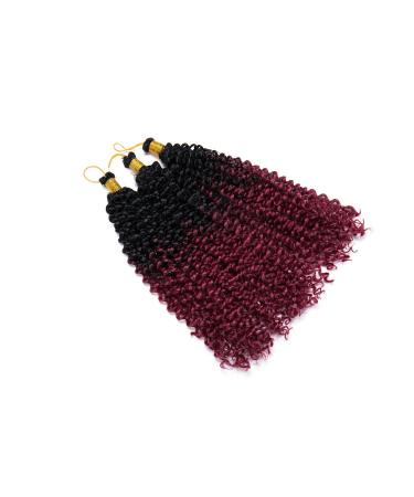 Marlybob Ombre Deep Wave Crochet Braids - 3 Bundle Afro Jerry Curl Extensions | 35cm Dark Black to Rose Red - Buy Online on GoSupps.com