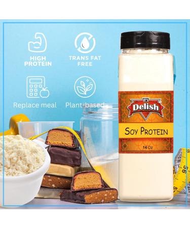 It's Delish Soy Protein Powder 14 OZ Large Jar | Plant-Based Bulk Protein Powder Unflavored for Drinks Shakes Meal Replacement | No Sugar Added Vegan Gluten & Milk Free Keto Kosher - Buy Online on GoSupps.com