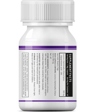 INLIFE Licorice Root Extract (Yasthimadhu) Standardized to 20% Glycyrrhizinic Acid Supplement 500 mg - 60 Vegetarian Capsules - Buy Online on GoSupps.com