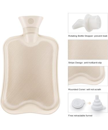 Premium 2L Hot Water Bottle with 2 Knitted Cases - Leak-Proof Washable Warm-Up Bag for Pain Relief (White & Gray) - Buy Online on GoSupps.com