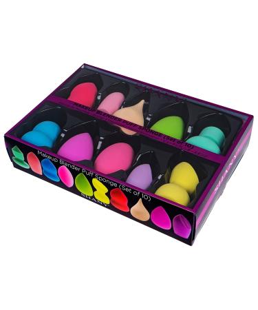 SHANY Blender Makeup Sponge Set - 10 Pcs Latex-Free Vegan Blending Puffs for Liquid Cream & Powder Foundations - Multi Shapes & Assorted Colors - Perfect Gift - Buy Online on GoSupps.com