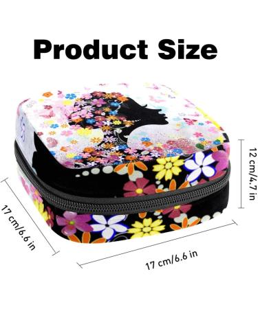 Javenproeqt Portable Women's Binding-Up Bag | Menstrual Cup Pocket & Tampon Holder for Teen Girls | Multi-Colored Flower & Butterfly Design - Buy Online on GoSupps.com