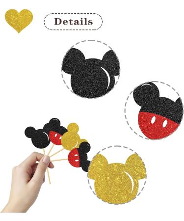 MonMon & Craft Mickey Cupcake Toppers/Girls Boys Children Mouse Birthday Cupcake Toppers/Baby Shower/Kids Birthday Party Decorations/Glitter - 24 Pcs - Buy Online on GoSupps.com