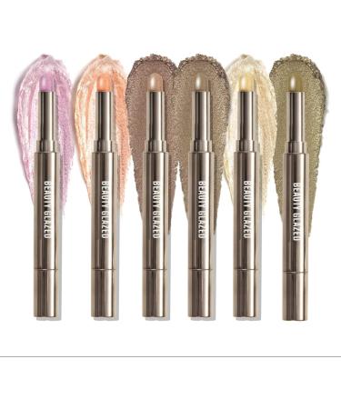 Shimmer Eyeshadow Stick Metallic Creamy Eyeshadow Pencil Crayon Eye Brightener Highlight Makeup Waterproof Long Lasting Cream Eye Shadow (#06 GINGER) - Buy Online on GoSupps.com