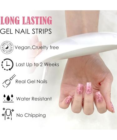 Pink Leopard Gel Nail Strips - 22 Stickers | Self-Adhesive Salon-Quality Manicure Wraps - Buy Online on GoSupps.com