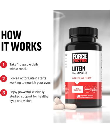 Force Factor Lutein and Zeaxanthin Supplements Eye Vitamins with Lutein 20mg Eye Health Supplements for Adults Ingredients Backed by Science Vegan Gelatin Free 60 Vegetable Capsules - Buy Online on GoSupps.com