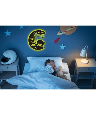 Waluna Teddy Baptism Gift - Personalized LED Night Lamp for Baby Room | Custom Name & Date | Perfect for Girls & Boys | 12 Wooden Torches T02 - Buy Online on GoSupps.com